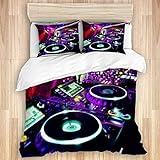 PENGTU Bedding Bettwäsche-Set,DJ-Mischspur,Mikrofaser Bettbezug und Kissenbezug - (135 x 200 cm)