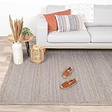 FRAAI | Home & Living Jute Teppich - Fair Grau - 130x200cm - Sisal Optik - Flachgewebe - Uni - Boho, Modern - Wohnzimmer, Esszimmer, Schlafzimmer - Carpet