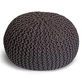 casamia Pouf Ø 55 o. 45 cm Sitzpouf Strickhocker Sitzpouf Bodenkissen nachhaltig Grobstrick Optik Größe ø 45 cm, Farbe braun