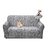 Jaotto Sofabezug 2 Sitzer Elastischer Stretch Spandex Sofa Überwürfe Sofahusse Antirutsch Waschbar Sofaschoner Couchbezug für Sofa mit Armlehne,Grauer Stil