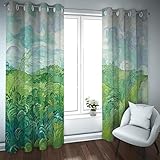 Salbeigrüne Vorhänge natürliche Pflanzenlandschaft Van Gogh Drucken Design Fensterpaneel-Set für Wohnzimmer Schlafzimmer Extra Lange Fensterpaneele 300x250cm