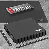Miweba Sports Bodenschutzmatte BS100 | Sportmatte 3,175 m² - Set 8-teilig - 63,5 x 63,5 x 1,2 cm - Puzzlematte - Gymnastikmatte - Fitnessmatte - Turnmatte - Trainingsmatte - Bodenmatte (Anthrazit)