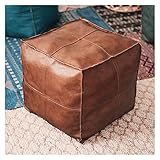 Walnut Leder Puff Cover Sofa Fußhocker Ungesaugt Wohnzimmer Schlafzimmer Kissenbezüge