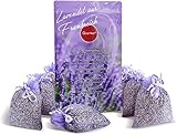 Quertee 10 Lavendelsäckchen Lavendel Duftsäckchen mit französischem Lavendel - Lavendelsäckchen als Mottenschutz gegen Motten im Kleiderschrank - Lavendel Duftsäckchen zum Schlafen und Entspannen (100 g französischer Lavendel)