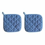 Gasflaschen Halter 2-teiliges Topflappen-Set aus Baumwolle in 6 Farben, maschinenwaschbar, 20,3 x 20,3 cm Trockenreiniger (Blue, One Size)