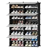 JOISCOPE Schuhschrank, DIY Schuhregal, Kunststoff Schrank Organizer für Schrank, Modular Schuhständer mit Tür, schuhboxen stapelbar für Flur, Schlafzimmer, Eingang (2 * 8)