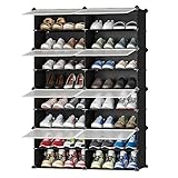 JOISCOPE Schuhschrank, DIY Schuhregal, Kunststoff Schrank Organizer für Schrank, Modular Schuhständer mit Tür, schuhboxen stapelbar für Flur, Schlafzimmer, Eingang (2 * 8)