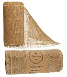 AmaCasa Eco Jute Tischläufer 20cm breit, 10m Rolle | gestärkte Jute mit kompostierbarem Etikett | Tischband Rustikal für Tischdeko Hochzeit, Kommunion und Taufe (Natur Stiff, 20cm x 10m)