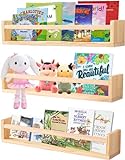 Hhyoisn 61 cm Naturholz-Bücherregale, Set mit 3 Bücherregalen, Wandmontage für Kinderzimmer, schwebende Kinderzimmer, Bücherregale, Aufbewahrungs-Organizer, Bücherregale für Kinder