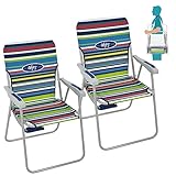 #WEJOY 2 Stück hohe Rückenlehne Outdoor Rasen Konzert Strand Klappstuhl mit harten Armlehnen Schultergurt Tasche für Erwachsene Camping Festival, unterstützt 136 kg