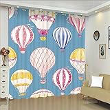 SJSXWQN Gardinen Blauer HeißLuftballon Vorhänge mit Ösen Vorhang Blickdicht Thermo Verdunklungsvorhänge Schiebegardinen für Schlafzimmer Wohnzimmer H 138 x B 117 cm 2er Set