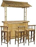 habeig 4tlg. Bar Rivas Bambus Theke Tresen Barhocker Outdoor Bambusbar Gartenbar Sitzgruppe