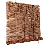 Retro Carbonization Natural Schilf Vorhang,Sonnenschutz Rollo,Trennwand Strohjalousien,Mit Lifter Bambus Rollo,Bambus Raffrollo,Für Patio Balkon Terrasse,Außen/Innen (100×250cm/39×98in)