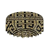 Runde Tischdecke im Barock-Design, Spiralpunkte, leuchtendes Gold, 152,4 cm, Bedruckt, waschbar, Tischdecke für Esszimmer, Party, Urlaub, Herbst, Zuhause, dekorativ