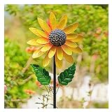 Sonnenblumen Windmühle, Sonnenblume rotierende Doppelschicht Windrad Windräder Aus Metall, Ornamente für Garten