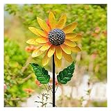 Sonnenblumen Windmühle, Sonnenblume rotierende Doppelschicht Windrad Windräder Aus Metall, Ornamente für Garten