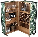 Casa Padrino Luxus Weinschrank mit Rollen Grün/Weiß/Schwarz/Gold 58 x 58 x H. 122 cm - Cocktailschrank - Kofferschrank im Retro Look - Barschrank im Vintage Koffer Design