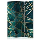 decomonkey Paravent Raumteiler Innen Geometrisch 135x172 cm 3 Teilig Einseitig Room Divider Wall Raumteiler Stehend Trennwand Sichtschutz Spanische Wand Sichtschutzwand Wohnzimmer Holz Muster