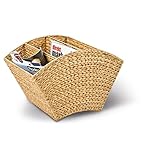 NEUSTANLO Zeitungsständer, Zeitungskorb, 4 Fächer, aus Wasserhyazinthe, rechteckig, Maße 500 x 340 x 245 mm