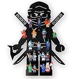 moin minis Kinderzimmerregal für 18 Minifiguren kompatibel mit Ninja Figuren Klemmbausteinen, Aufbewahrungsregal Schaukasten Regal Wandregal Ordnungssystem Sammelvitrine
