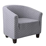 SANKECAAO Jacquard Club Chair Schonbezug, Elastische Bezug Für Wannensessel Spandex Wannenstuhlbezug Abnehmbar Cocktailsessel Bezug Sesselbezug-hellgrau-Large