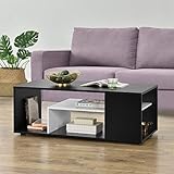 [en.casa] Couchtisch Osby 41 x 110 x 50 cm Beistelltisch Wohnzimmertisch Sofatisch Spanplatte Schwarz/Weiß