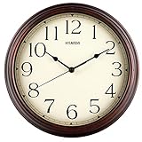 Hylanda Wanduhr, Vintage, Retro, leise, hochwertig, batteriebetrieben, nicht tickend, rund, dekorativ, für Küche, Zuhause, Büro, Schlafzimmer, Wohnzimmer (Bronze), 30,5 cm
