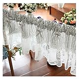 300cm×35cm Scheibengardine Landhaus Bistrogardine Küche Gardinen Romantisch Kurzgardine Fensterdekoration Moderne Cafe Vorhänge 150cm×70cm