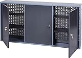 Werkzeugschrank B.1200xT.190xH.600mm m. 3 Türen 4 Lochrückw.inkl. 4 Einlegeböden