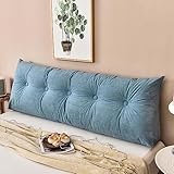 VBVARV Dreieckiges Keilkissen Aus Baumwollleinen, GroßEs Nachttischkissen Aus Baumwolle, Abnehmbares Kopfteilkissen, FüR Bett, Sofa, Couch,Blau,200 * 50 * 20cm