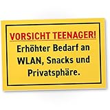 DankeDir! Teenager WLAN - Schild Kunststoff 30 x 20 cm - Jungen & Mädchen Türschild Teenager Spruch Geschenkidee Jugendzimmer - Tür Deko Jugendliche Geschenk Idee lustig Geburtstag Zimmer Deko