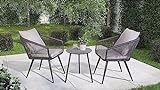 Möbel Akut Balkonset Terrazza 3-teilig 2 Gartenstühle und 1 Tisch grau für Terrasse Garten Outdoor