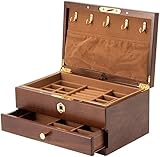 ATAAY Schmuckschatulle mit Fingerabdruck-Schloss aus Holz, Schmuck-Organizer, große Kapazität, Schmuck-Aufbewahrungsbox für Ohrring, Halskette, Armband, Schmuckschatulle, einfach und tr