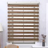 Doppelrollo, Braune Zebrarollo, Tag & Nacht-Duo Rollo, Horizontaler Mini-Fenstervorhang, Lichtfilternd, Seitenzug, Für Innentüren Und Fenster,WxH-110x200cm/43.3x78.7in