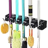 YAOUFBZ Mopphalter,Gartenwerkzeug,Bürstenmopp,Besen Mopphalter Garagenaufbewahrungshaken Wandorganisator für Regalideen 5 Position 6 Haken für Besen,Garage,Garten usw.
