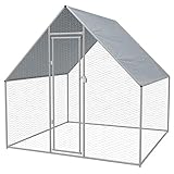vidaXL Hühnerstall Verzinkter Stahl 2x2x1,92 m Kleintierstall Freilauf Vogelkäfig