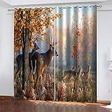 GSKOQD Gardinen Wohnzimmer Kinderzimmer Verdunkelungsvorhang 3D Digitaldruck Herbstwaldelch Vorhänge Blickdicht Schlafzimmer Thermovorhang Mit Ösen, 2Er Set 240X230Cm (B X H)