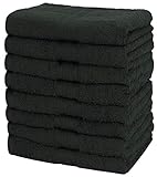 NatureMark 8er Pack Frottier Handtücher 50x100cm, 100% Baumwolle, Schwarz, 50 x 100 cm