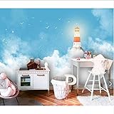 Leuchtturm-Tapete des mediterranen blauen Himmels für Kinderwandbilder, für Kinder, Schlafzimmer, Wanddekoration, Tapete, Kontaktinformationen, Wandbilder 450x300cm