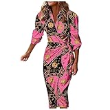 Farbig Unterkleid Damen Marie Lund Kleid Blumen Kleid Plissee Rock Lang Umstandshochzeitskleider Kleider Kommode Kleider FüR Damen Blusenkleid Damen Elegante Kleider Knielang (Heißes Rosa-3, XL)