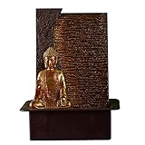 Zen'Light - Zimmerbrunnen Buddha Jati abnehmbar mit gelbem LED-Band - Zen-Dekor Ideal für Meditation und Entspannung - Leise Wasserpumpe - Glücksbrunnen mit geschlossenem Kreislauf - H 40cm