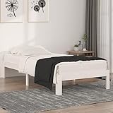 TECHPO Bettgestell, Massivholz, 90 x 200 cm, Einzelbett, Weiß