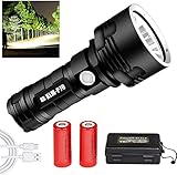 SIDUISDH Taschenlampe LED Aufladbar Extrem Hell, 20000 Lumen Taschenlampen Batteriebetrieben USB, XHP90 Taktische Taschenlampe Starke, Wasserdicht Flashlight Torch für Outdoor Notfälle Camping