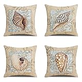 Lingzeer Kissenbezug 80x80cm 4er Set Hellblau Wasserdichter Outdoor Kissen Kopfkissen Quadratisch Sofakissen Abstrakt Doppelseitig Weich Dekokissen für Büro Auto Garten Zuhause Kissenbezüge F-4117