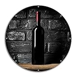 Wallario rundes Outdoor-Poster für Garten oder Balkon Rotwein-Flasche am Abend, Motivbanner 60 cm Durchmesser