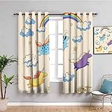 Vorhänge Blickdicht Mit Ösen 3D Druck Cartoon-Regenbogentier Muster Verdunkelungsvorhang Wohnzimmer Schlafzimmer Küche Fenstergardinen Ösenvorhang 2Er Set Dekoschals Vorhänge 220X214Cm (BxH)