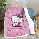 Hello cat Bett Decken, Minnie Mouse Cartoon Fleecedecken for Erwachsene Kinder, 100% Mikrofaser, for Bettcouch und Sofa Fleece Couchdecke Flauschige Sofadecke Kuscheldecke (Hallo Katze,150cm×200cm)