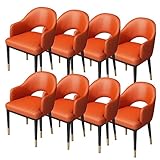 AMENAS Küche und Esszimmer Stühle Moderne Esszimmerstühle 8er Set Litschi Leder Küche Wohnzimmer Akzent Sessel Freizeit Haushalts Schreibtischstuhl (Color : Orange)