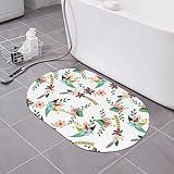 NOGRAX Blumenmuster bedruckte Kieselgur Matte rutschfest schnell trocknend Bodenmatte saugfähige Passform Untertür Matte für Badezimmer Badewanne Dusche 39,9 x 59,9 cm