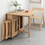 FAXIOAWA Ausziehbares Esstisch-Set, Drop-Leaf-Tisch aus Holz mit 4 Esszimmerstühlen, klappbarer Esstisch für Küche, Restaurant, Esszimmer, Wohnzimmer, 140 cm